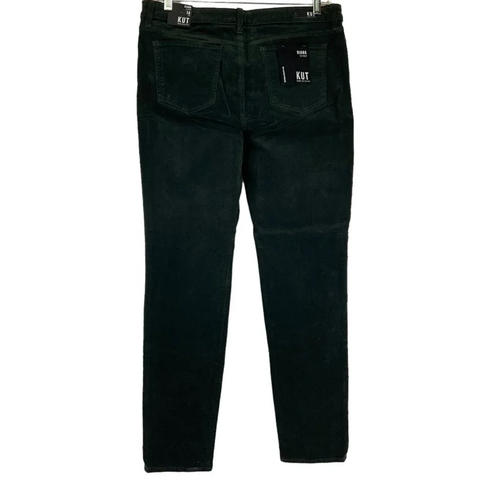 Kut From the Kloth Jeans Women's Size 14 Green Diana Skinny Mid-Rise Denim Nwt - Picture 2 of 13